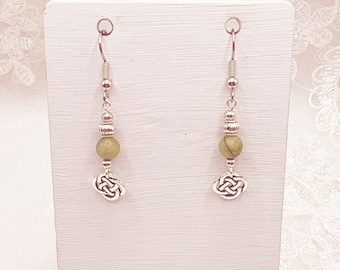 Celtic Knot Earrings with Connemara Marble