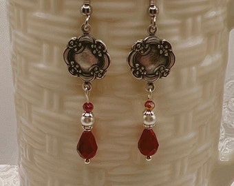 Regency Earrings - Pewter, Crystal and Pearl