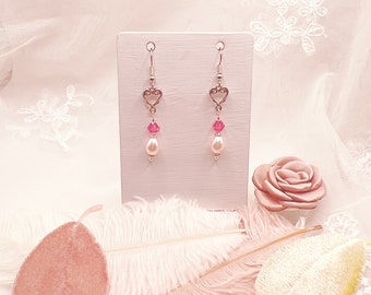 Regency Earrings - Pink Pearl Heart