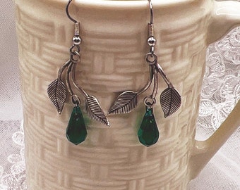 Crystal Leaf Earrings