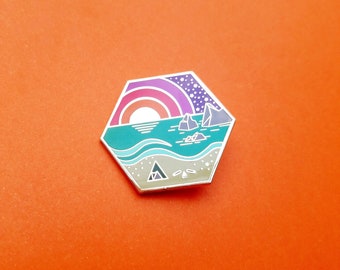 Rocky Beach Enamel Pin