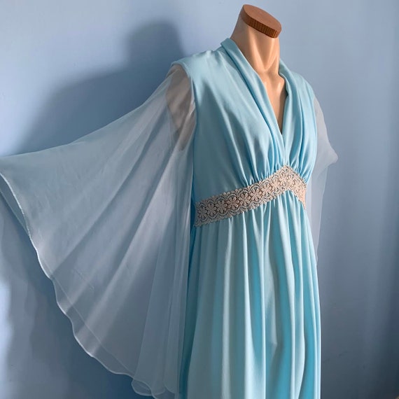 Magical 60's Blue Fairy Evening Gown with Sheer A… - image 3