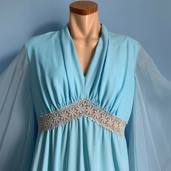 Magical 60's Blue Fairy Evening Gown with Sheer A… - image 2