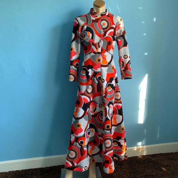 Geometric Print 1960's Dress