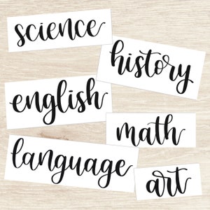 Custom School Subject Labels | Back to School Labels | School Subject Decals | Folder Binder Notebook Label | College Subjects | Handwritten