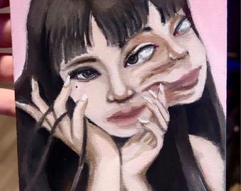 Junji Ito Tomie Oil Painting 5 x 7"