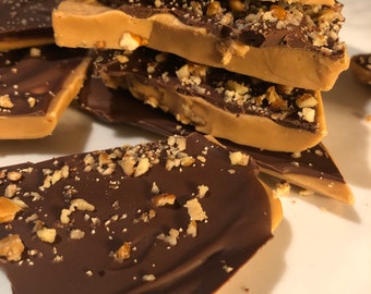 English Butter Toffee with Semi Sweet Chocolate and Pecans (One Pound)