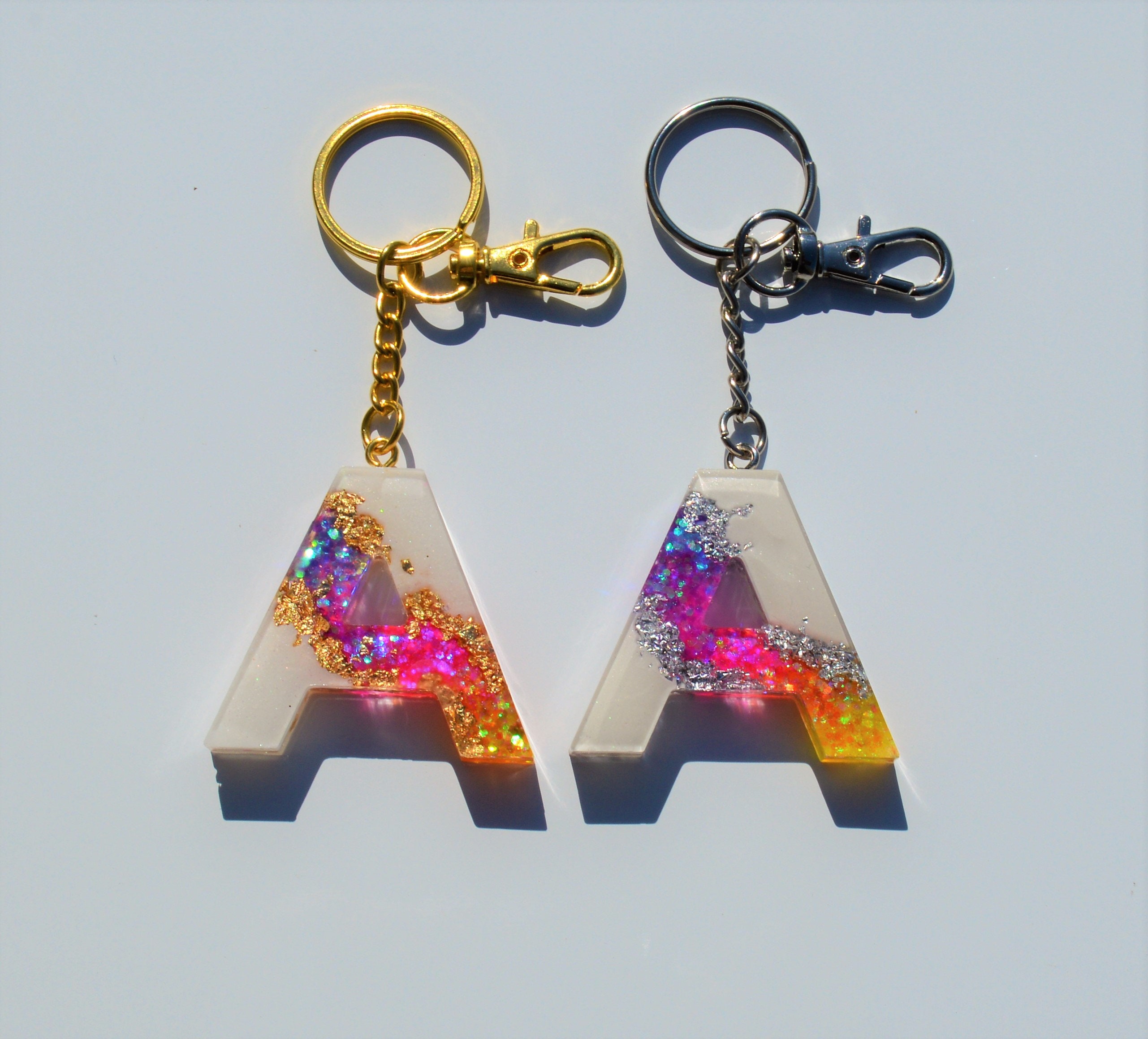 Personalized Letter Keychains Resin Keychains Custom Initial Etsy