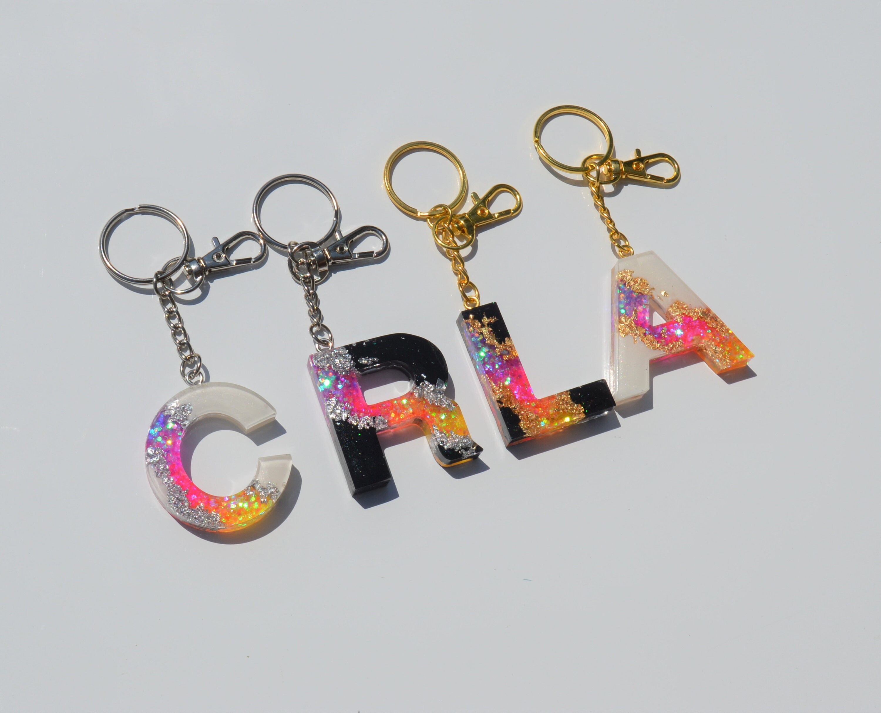 Personalized Letter Keychains Resin Keychains Custom Initial Etsy