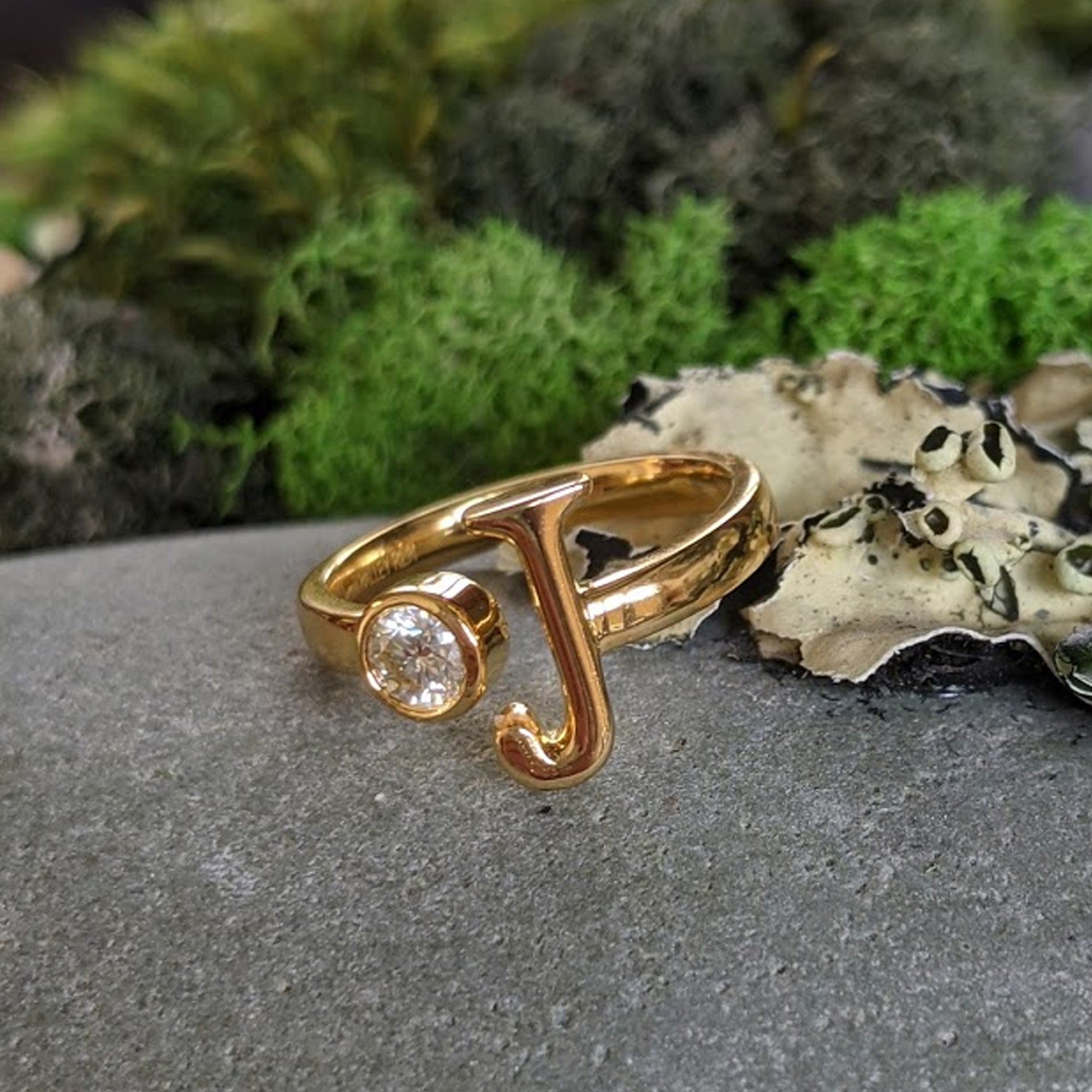 Personalized J Letter Initial Ring Custom Letter Ring with Etsy