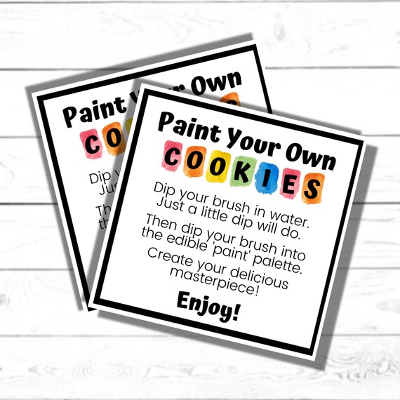 Paint Cookie Kit Printable Square Cards 2.5 Cards Etsy