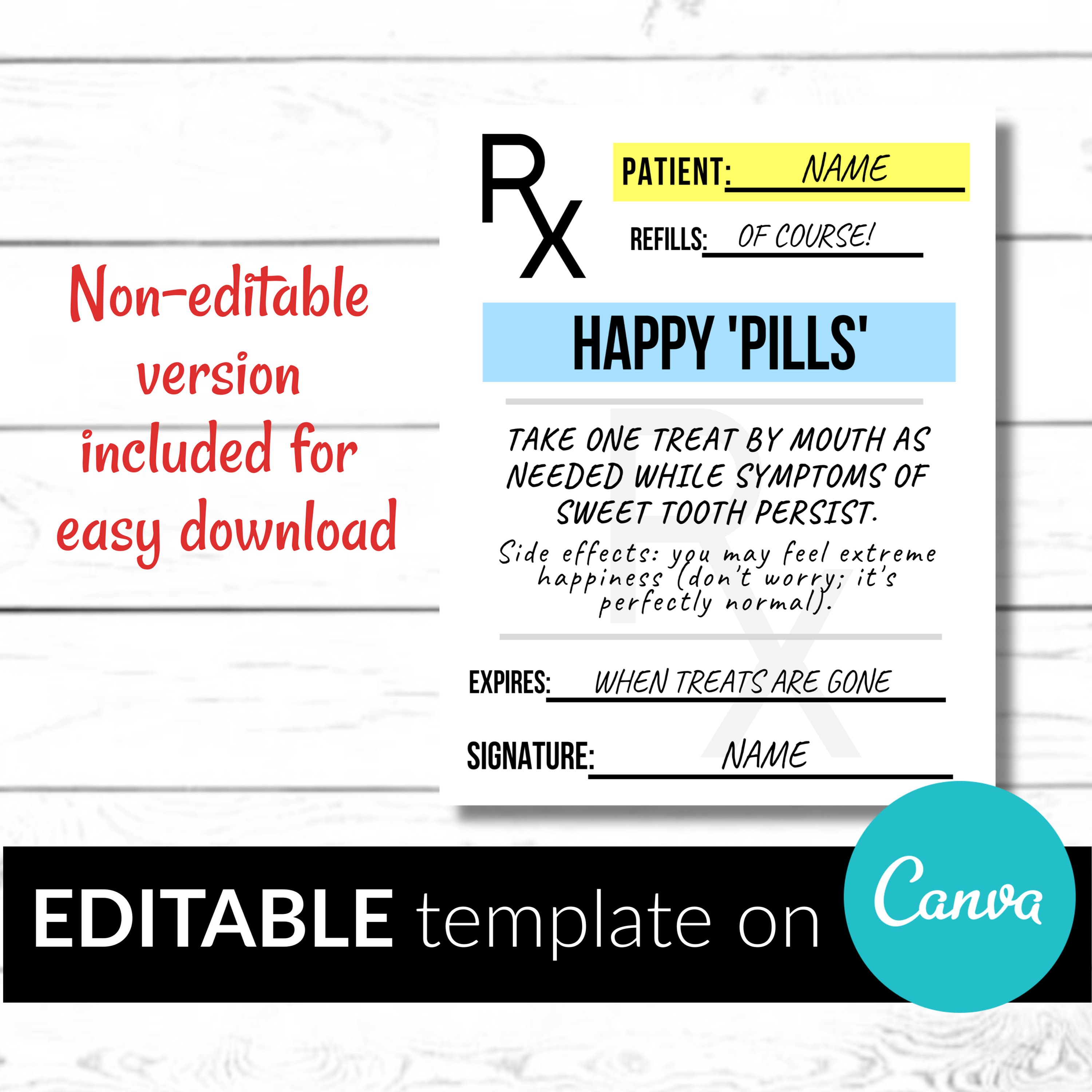 Rx prescription label EDITABLE AND PRINTABLE - tags - 20.20" x 20" tags Pertaining To Prescription Labels Template