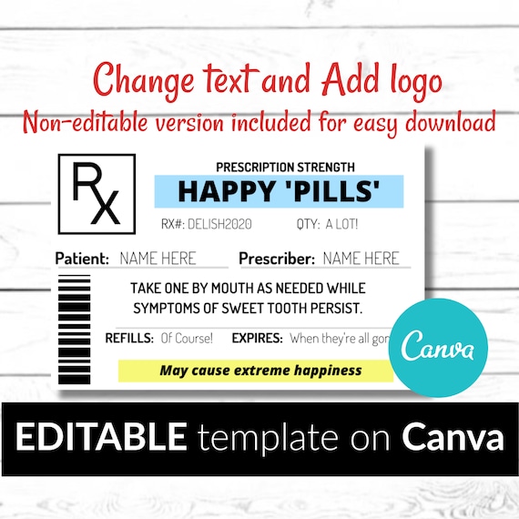Rx Prescription Label Editable And Printable Tags 2 Etsy