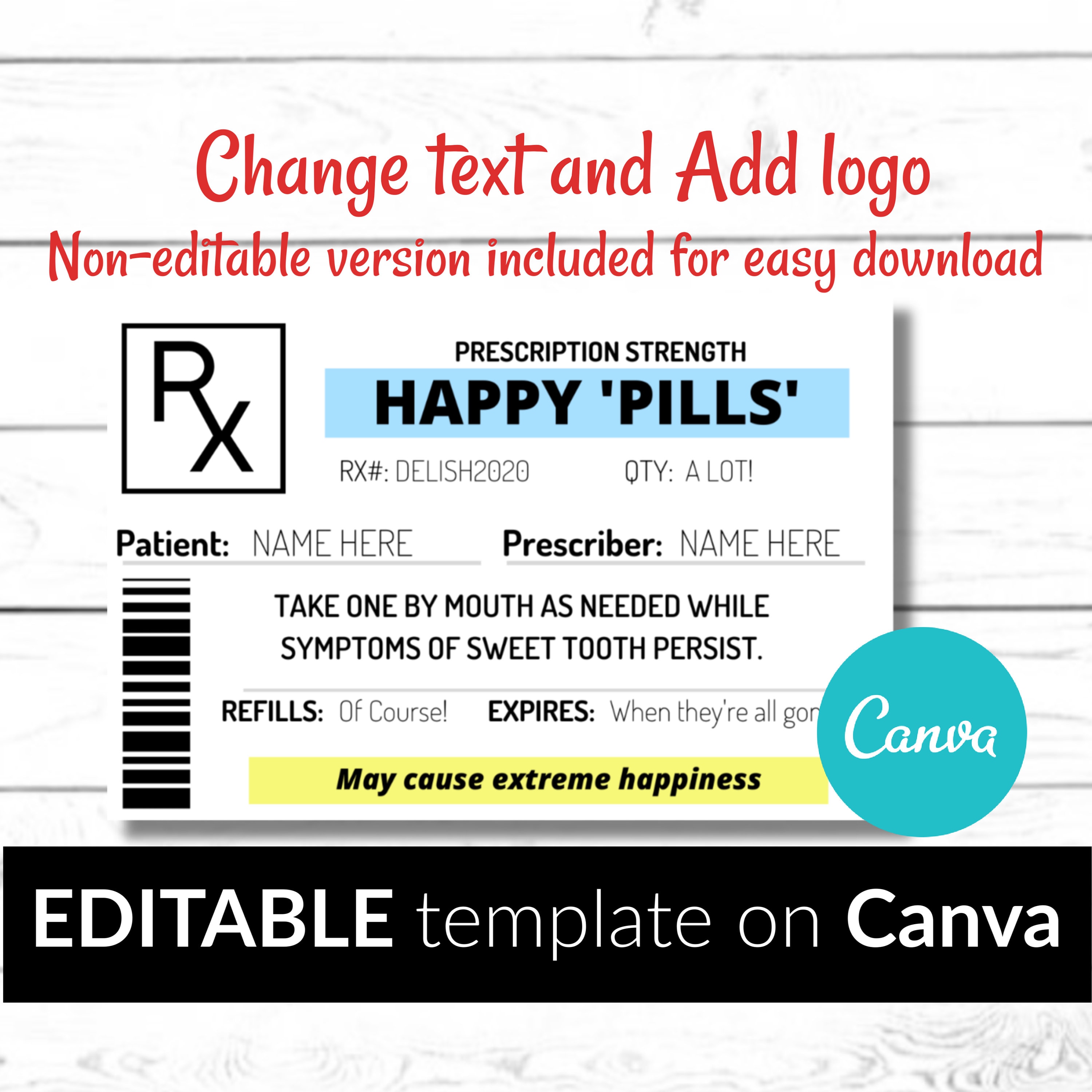 Rx prescription label EDITABLE AND PRINTABLE - 200 tags - 20" x 20" tags -  Canva With Prescription Labels Template