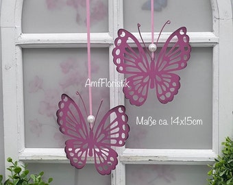 Fensterdeko 2er Set Metall Schmetterlinge