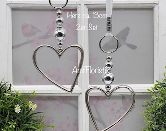 Fensterdeko Metall Herz offen 13cm Silber