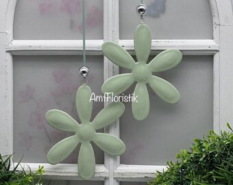 2er Set Fensterdeko Metall 16cm Blumen  Fensterdekoration Hänger