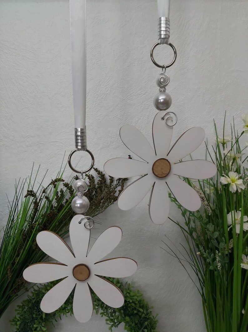 Fensterdeko Holz 18cm Blumen Dekohänger Fensterhänger Etsy