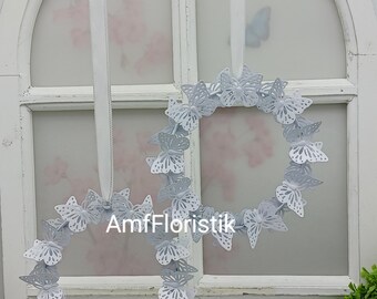 2er Set Fensterdeko Metall Schmetterlinge Kranz Weiß Fenster Dekoration