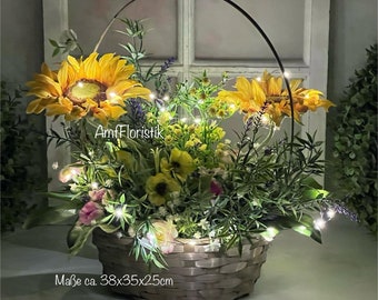 Tischgesteck Blumengesteck Kunstblumengesteck Seidenblumengesteck Sonnenblumen