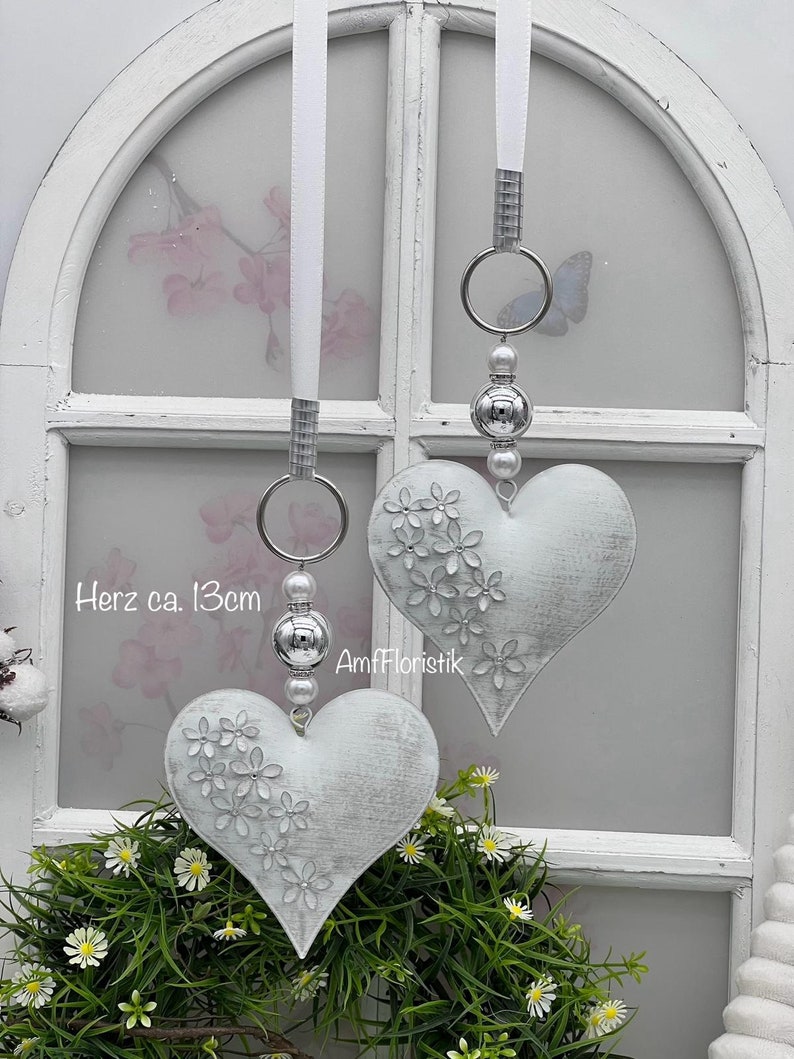 Fensterdeko 3er Set Metall Herzen Motiv2, 2er, 13cm