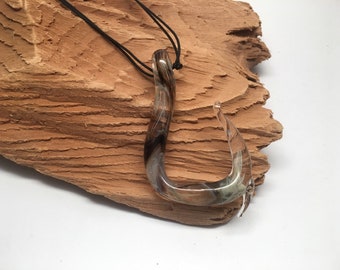 Glass Fish Hook Necklace (h0029)