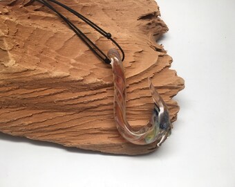 Glass Fish Hook Necklace (h0028)