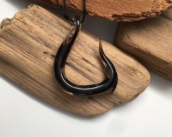 Glass Fish Hook Necklace (h009)