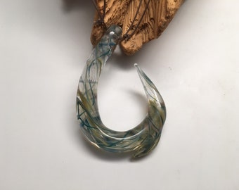 Glass Fish Hook Necklace (h0014)