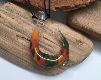 Glass Fish Hook Necklace (h0013)