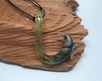 Glass Fish Hook Necklace (h0023)