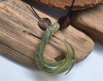 Glass Fish Hook Necklace (h005)