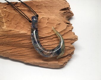 Glass Fish Hook Necklace (h0024)