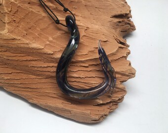 Glass Fish Hook Necklace (h0025)