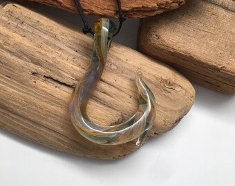 Glass Fish Hook Necklace (h0010)