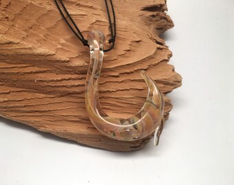 Glass Fish Hook Necklace (h0020)