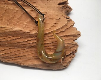Glass Fish Hook Necklace (h0026)