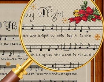 O Holy Night Vintage Christmas Carol Cross Stitch Pattern PDF Instant Download