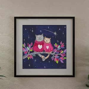 Cats in love Cross Stitch Pattern  Watercolor  clipart Animal cross stitch pattern. PDF Instant Download