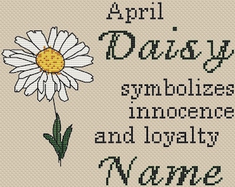 Personalized Birth April Daisy Cross Stitch Pattern, Birth Month Flowers Gift, Mothers Day Gifts pdf pattern