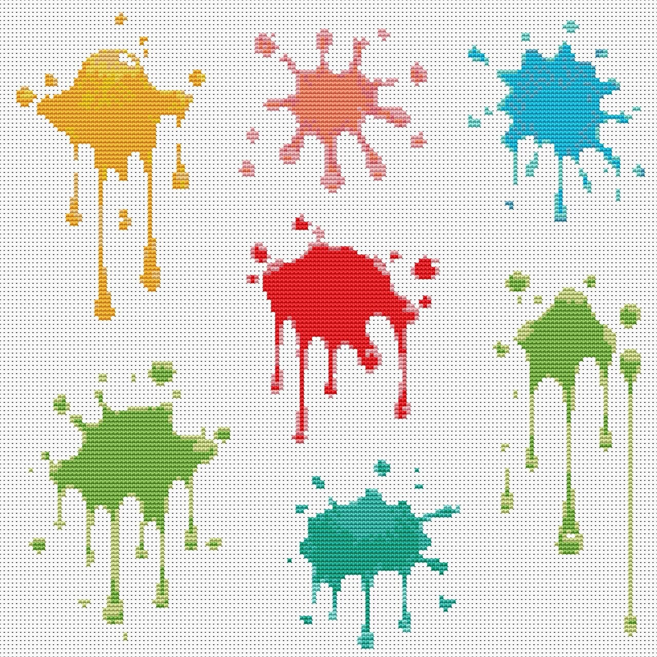 Watercolor Drops Cross Stitch Pattern watercolor clipart - Etsy España