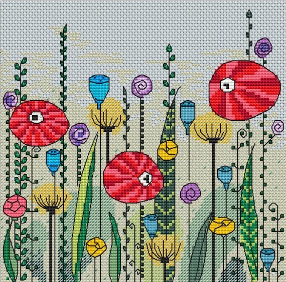 Wild Flowers 3 Cross Stitch Pattern Garden Pdf Pattern | Etsy