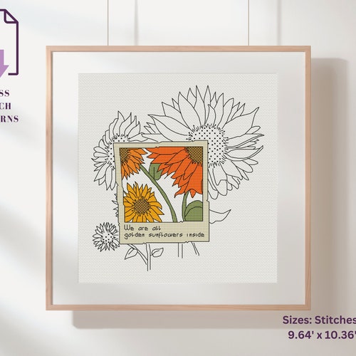 Sunflowers Cross Stitch Pattern, Garden pdf pattern, plants, Modern cross stitch,  Instant Download PDF