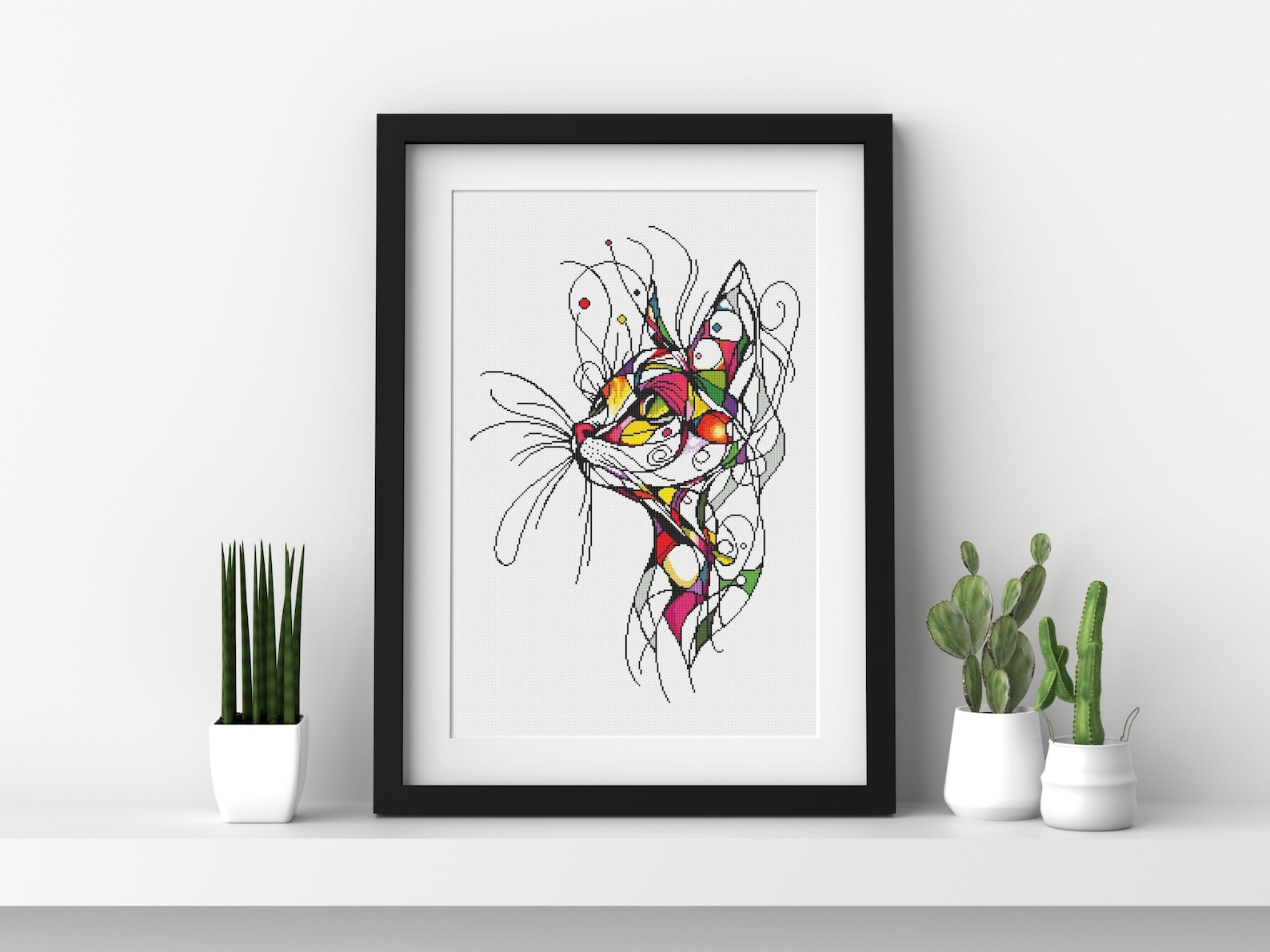 Colorful Abstract Feline from Cross Stitch By Vanya