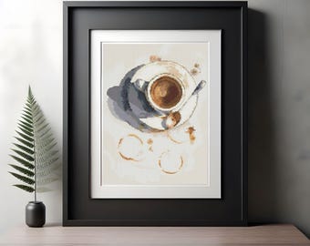 Coffee stain cup cross stitch pattern, coffee cross stitch instant download PDF