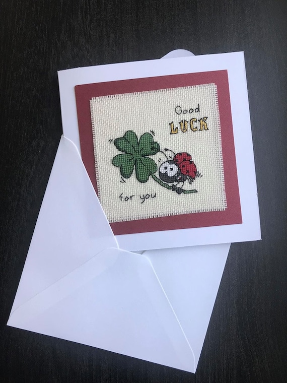 Ladybug on clover lady beetle PDF instant download lucky modern cross stitch