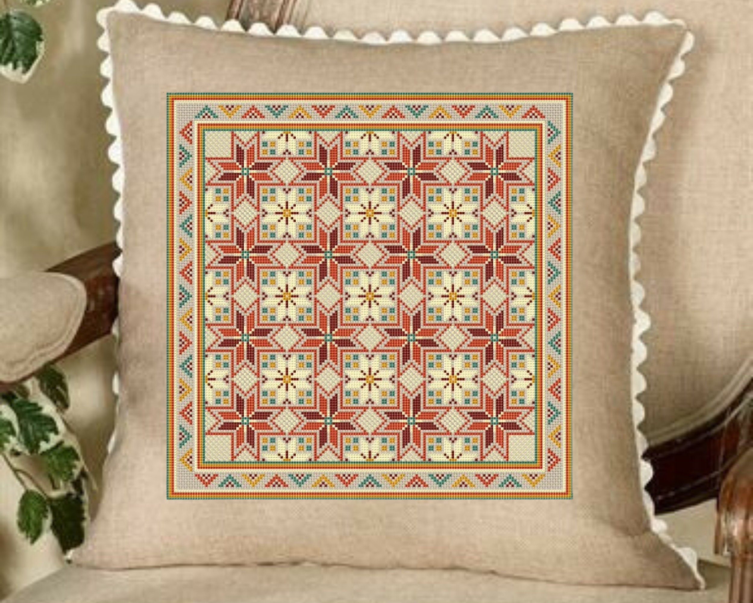 Cross sale stitch pillow