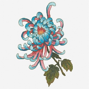 Chrysant kruissteekpatroon bloemen pdf-patroon planten wilde bloemen kruissteek instant download pdf