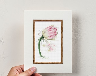 PDF-bestand met kruissteekpatroon tulp – borduurkaart bloemen – borduurpatroon lentebloemen – direct downloaden