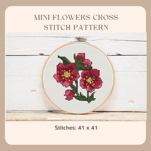 MINI Wild flower Cross Stitch Pattern, hellebore cross stitch pdf pattern